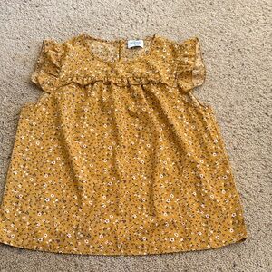 Floral Mustard Blouse with Ruffled Sleeves